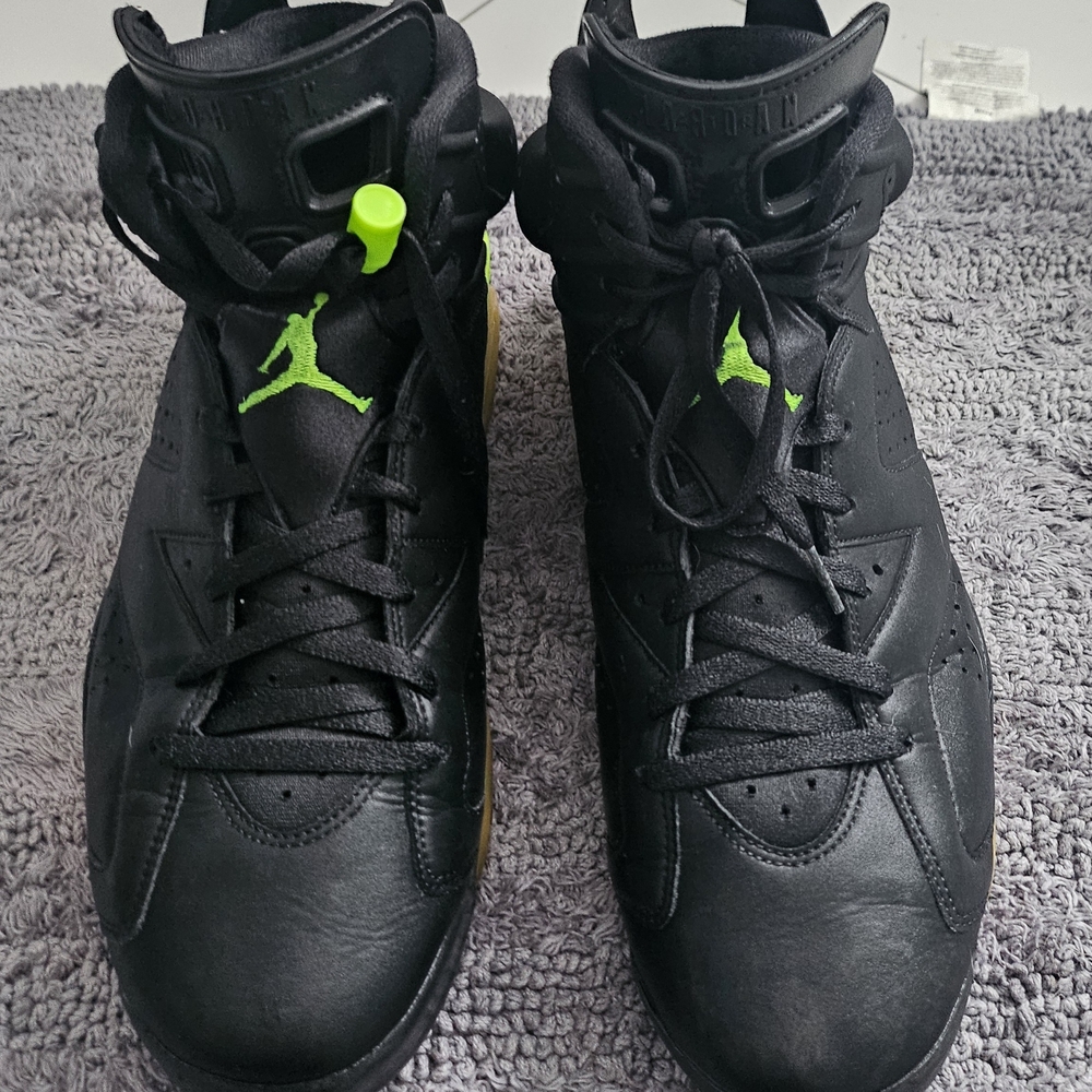 Jordan 6 Retro Black and Electric Green Sneakers